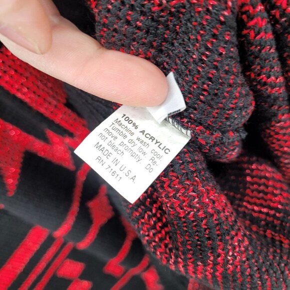 Ellen d kollection womens large red black fair isle sweater acrylic pullover - Picture 6 of 8
